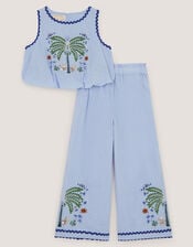 Monsoon x Charlie Taylor Embroidered Top & Pants Set, Blue (BLUE), large