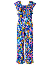Cleo Colourful Wide-Leg Jumpsuit in LENZING™ ECOVERO™, Blue (BLUE), large