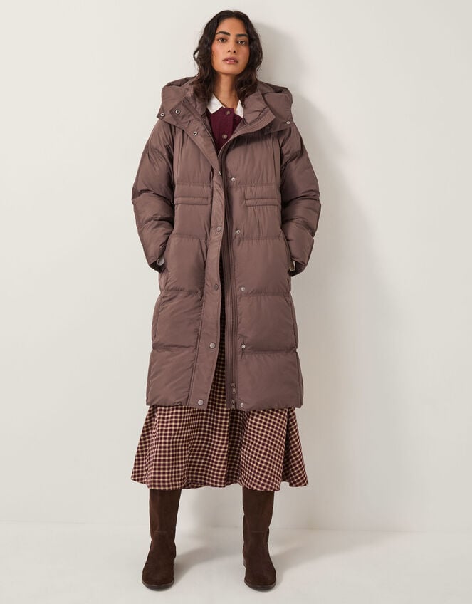 Molly Long Puffer Coat, Brown (CHOCOLATE), large