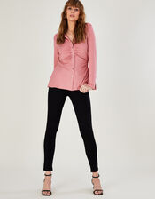 Button Through Plain Jersey Shirt, Pink (PINK), large