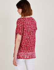 Scoop Neck T-Shirt in Linen Blend, Pink (PINK), large
