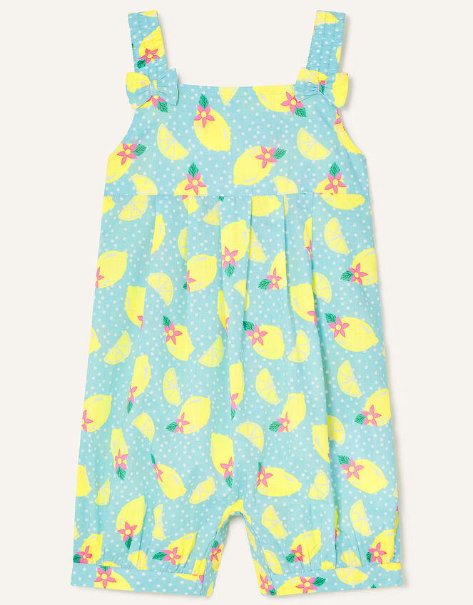 Baby Lemon Print Romper, Yellow (YELLOW), large