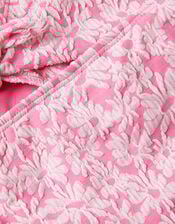 Floral Jacquard Short Sleeve Swim Set, Pink (PINK), large