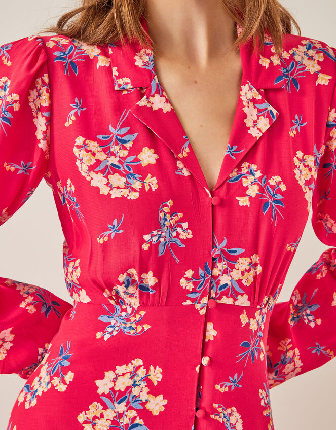 Sarah Floral Print Midi Dress, Red (RED), large