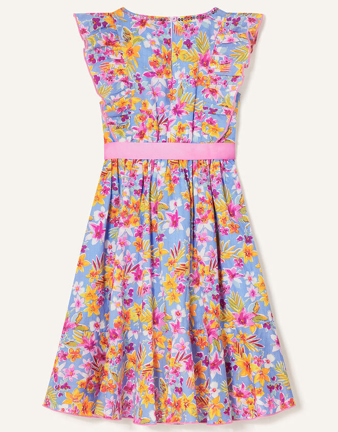 Floral Frill Skirt Dress, Blue (BLUE), large