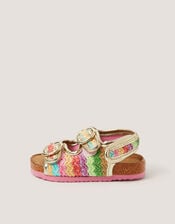 Baby Rainbow Stripe Sandals, Multi (MULTI), large
