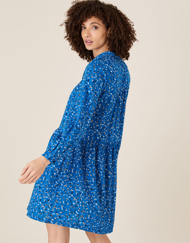 Suki Printed Shirt Dress with Organic Cotton, Blue (BLUE), large