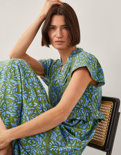 Bryony Print Jersey Midi Dress, Green (GREEN), large