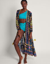 Delia Button Kaftan, Black (BLACK), large