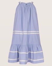 Amalfi Floral Ricrac Sleeveless Dress, Blue (BLUE), large