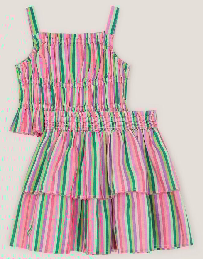 Stripe Top & Tiered Skirt Set, Green (GREEN), large