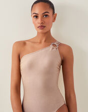 Kimi Glitter One-Shoulder Swimsuit, Gold (GOLD), large
