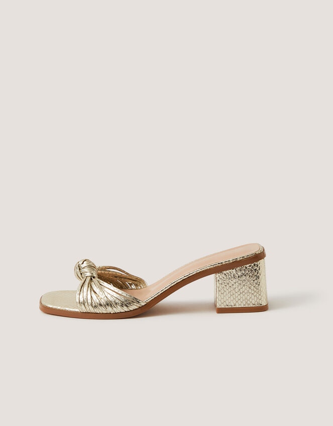 Gwen Knot Metallic Mules, Gold (GOLD), large
