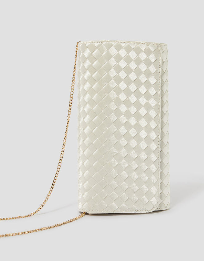 Becky Woven Bridal Clutch Bag, , large