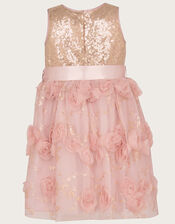 Baby Ella 3D Rose Sequin Dress, Pink (PINK), large