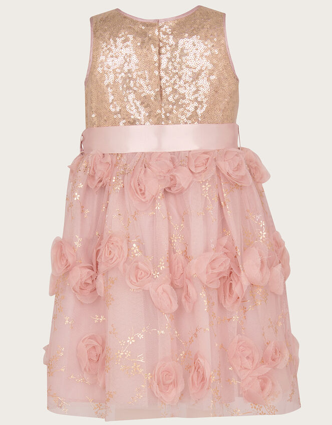 Baby Ella 3D Rose Sequin Dress, Pink (PINK), large