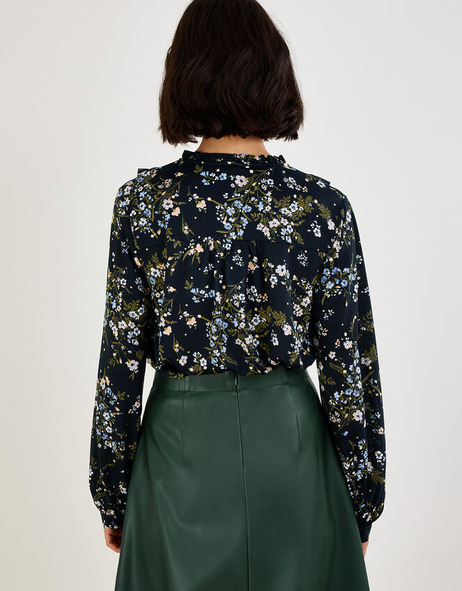 Floral Lace Insert Jersey Shirt, Black (BLACK), large