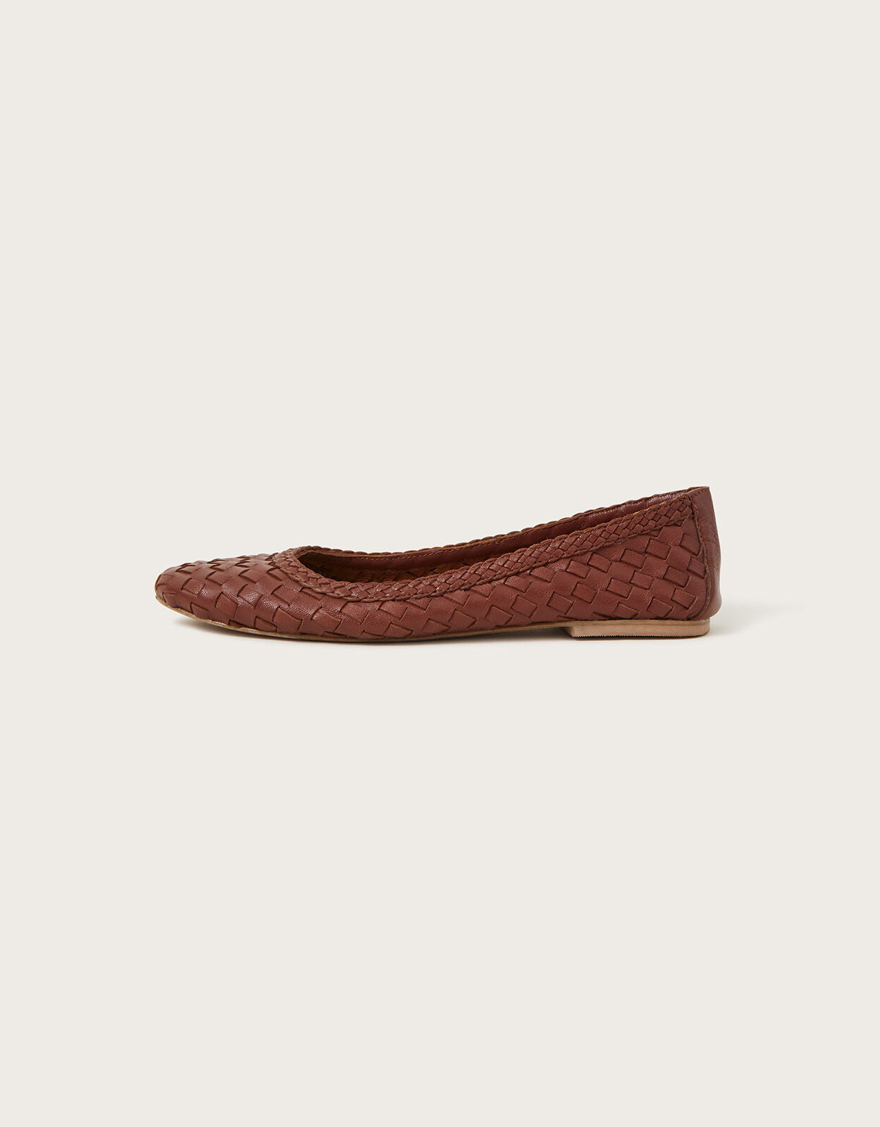 Woven Leather Ballerina Flats Brown Women s Shoes Monsoon Global