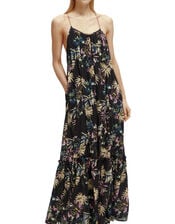 Scotch and Soda Print Tiered Maxi Dress Regular Length, Black (BLACK), large