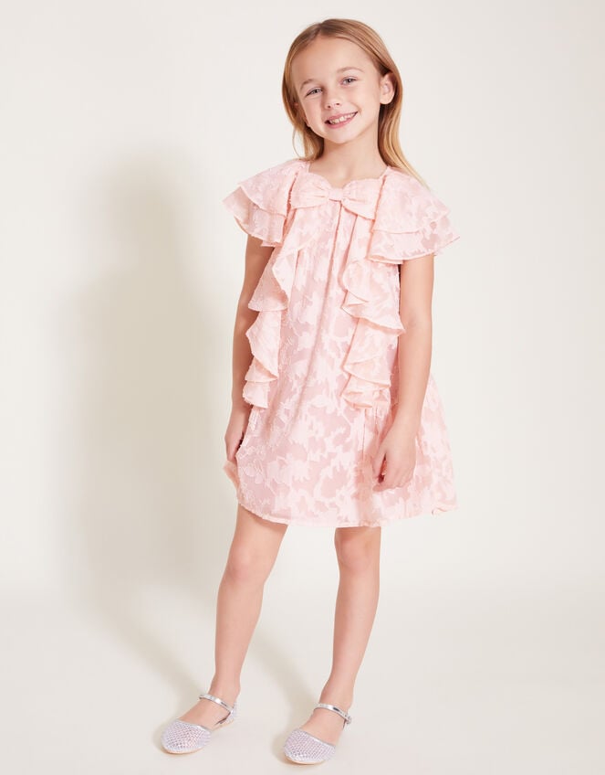 Burnout Bow Ruffle Dress, Pink (PINK), large