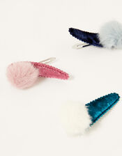 Pom-Pom Velvet Hair Clips, , large