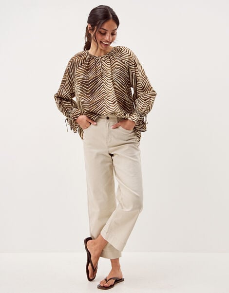 Pippa Animal Print Blouse, Green (KHAKI), large