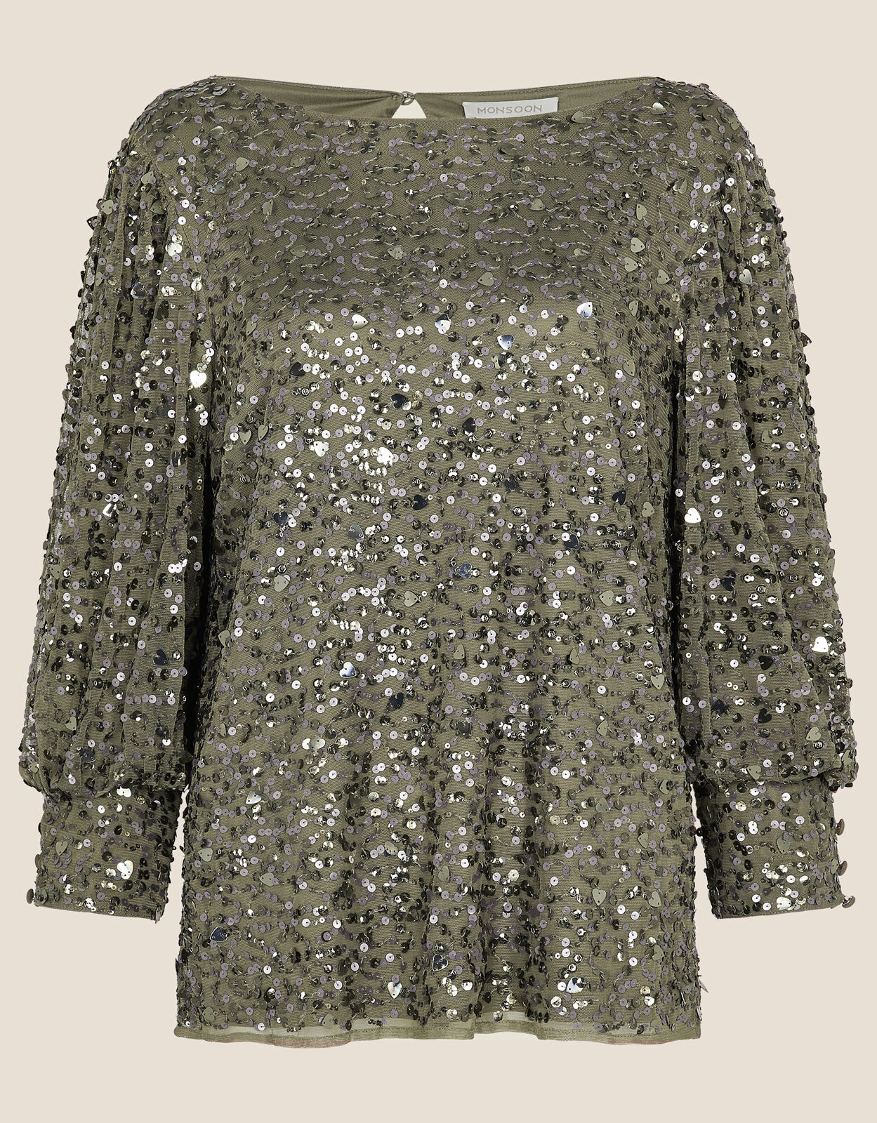 Dylan Sequin 3 4 Sleeve Top Green