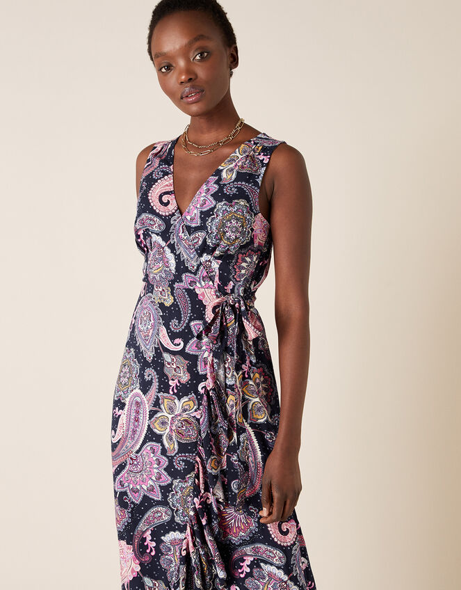 Paisley Maxi Dress in LENZING™ ECOVERO™, Blue (NAVY), large