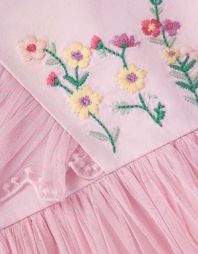 Baby Floral Embroidered Tulle Dress, Pink (PINK), large