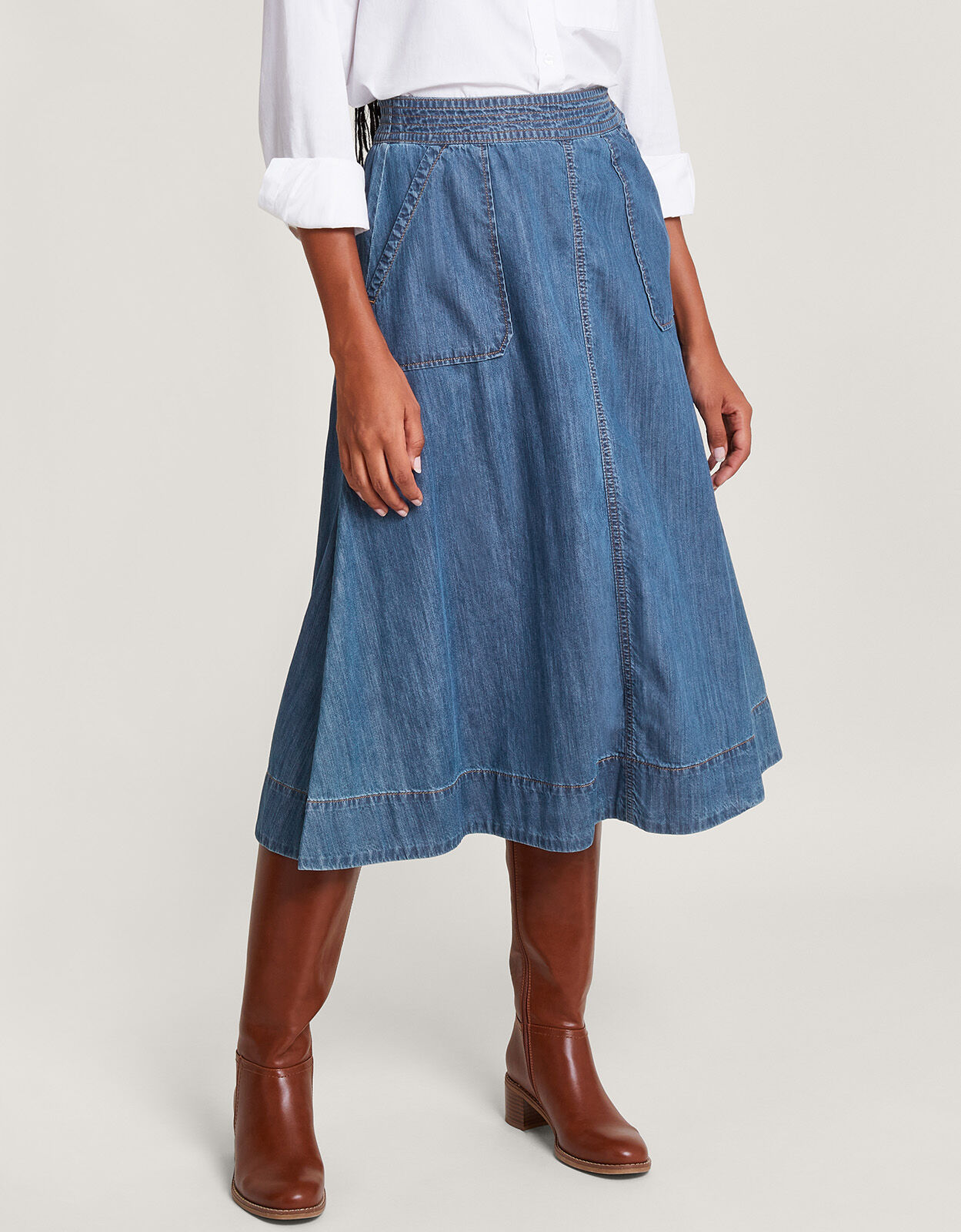 Pull on denim skirt discount