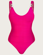 Ring Detail Swimsuit with Recycled Polyester, Pink (PINK), large