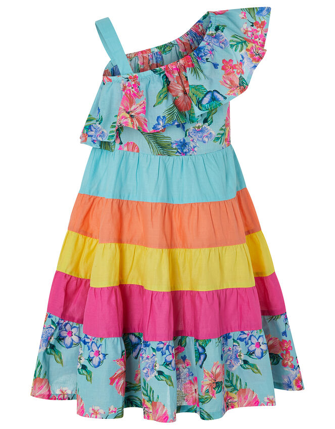 Fergie Flower Colour Dress in Organic Cotton, Blue (TURQUOISE), large