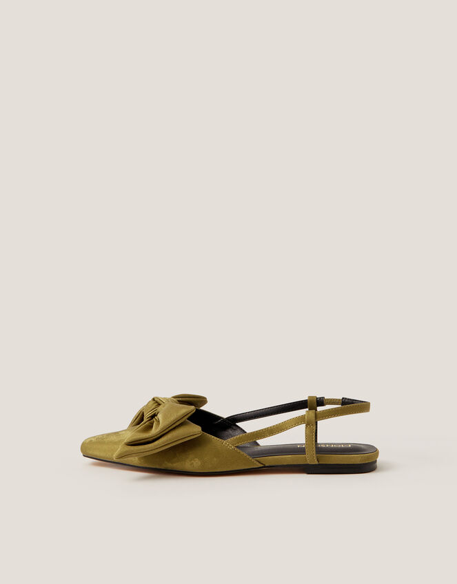 Ana Suedette Bow Slingback Flats, Green (KHAKI), large