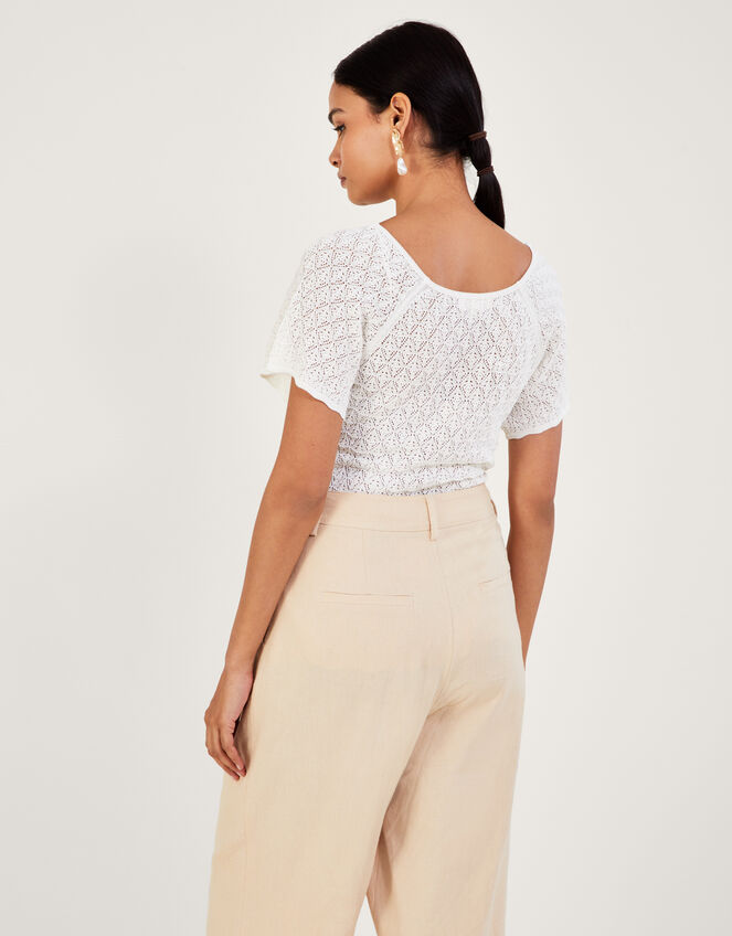 Angel Sleeve Pointelle Top, Ivory (IVORY), large