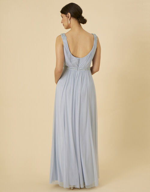 Brenda Maxi Dress in Recycled Polyester, Blue (BLUE), large