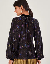 Felicia Print Blouse, Blue (NAVY), large