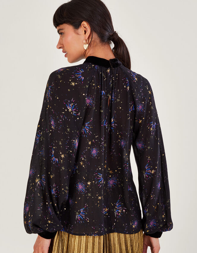 Felicia Print Blouse, Blue (NAVY), large