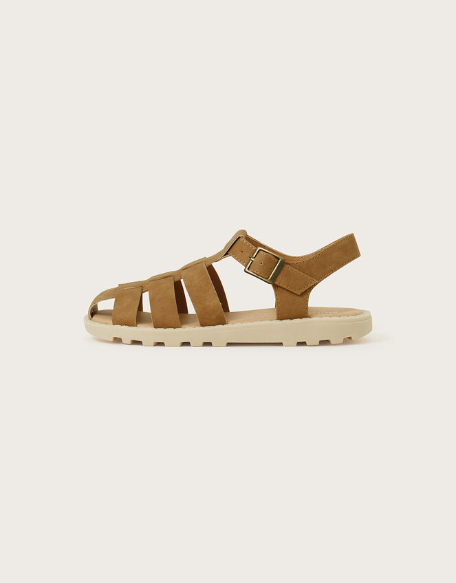 Caged Suedette Sandals , Tan (TAN), large