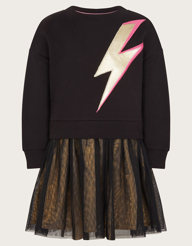 2-in-1 Lightning Jumper Dress, Black (BLACK), large