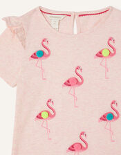Flamingo Pom-Pom T-Shirt, Pink (PINK), large