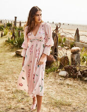 Hayley Embroidered Floral Tea Dress, Pink (PINK), large