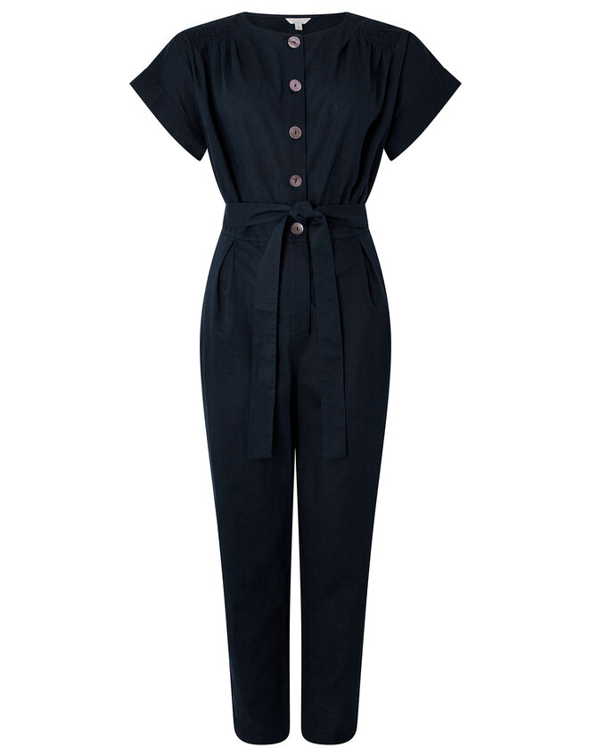 Vanessa Jumpsuit in Linen and Organic Cotton, Blue (NAVY), large