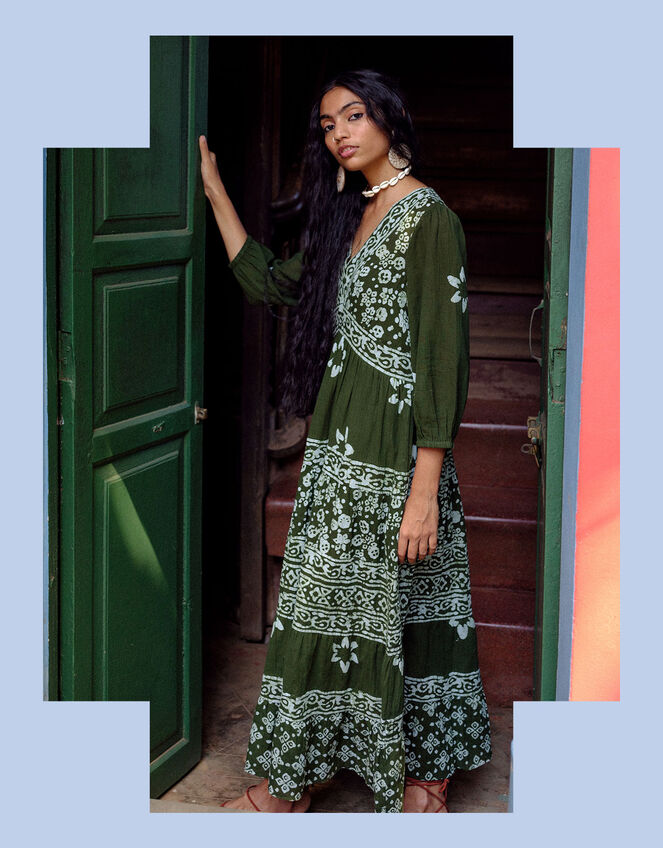 East Christine Gauze Dress, Green (GREEN), large