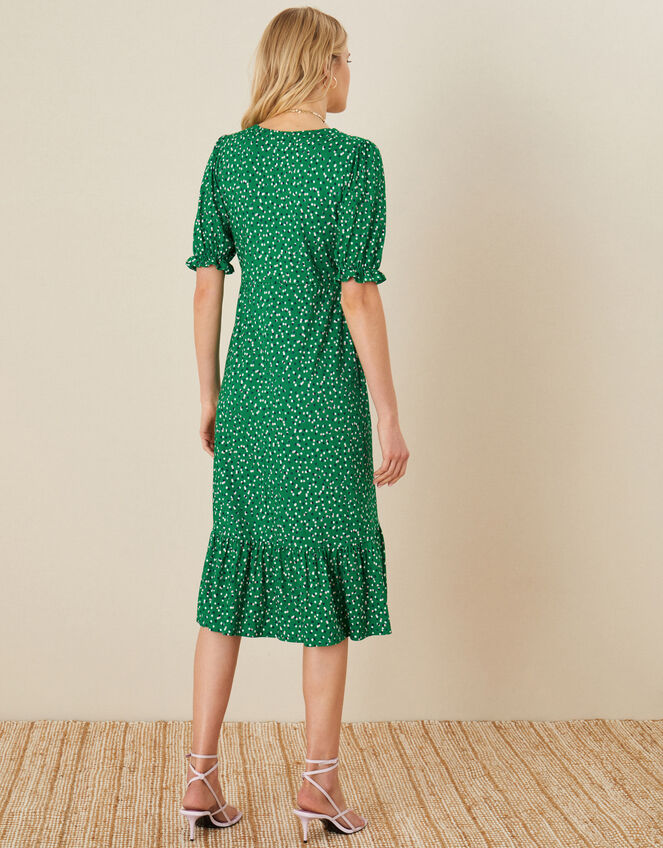 Britt Spot Print Jersey Wrap Dress, Green (GREEN), large