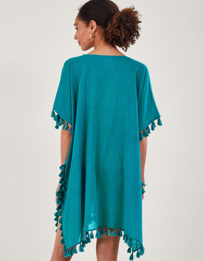Palm Tree Embroidered Kaftan, Blue (TURQUOISE), large