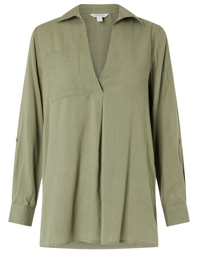 V-Neck Shirt, Green (KHAKI), large