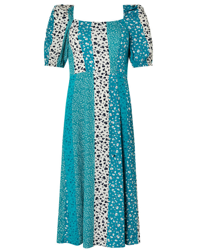 Floral Patchwork Midi Dress in LENZING™ ECOVERO™, Green (GREEN), large
