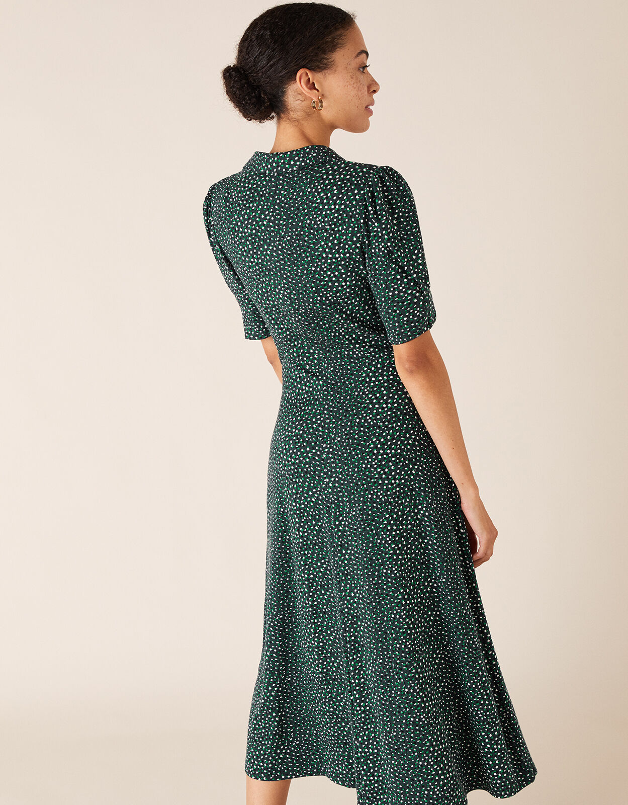 green midi shirt dress
