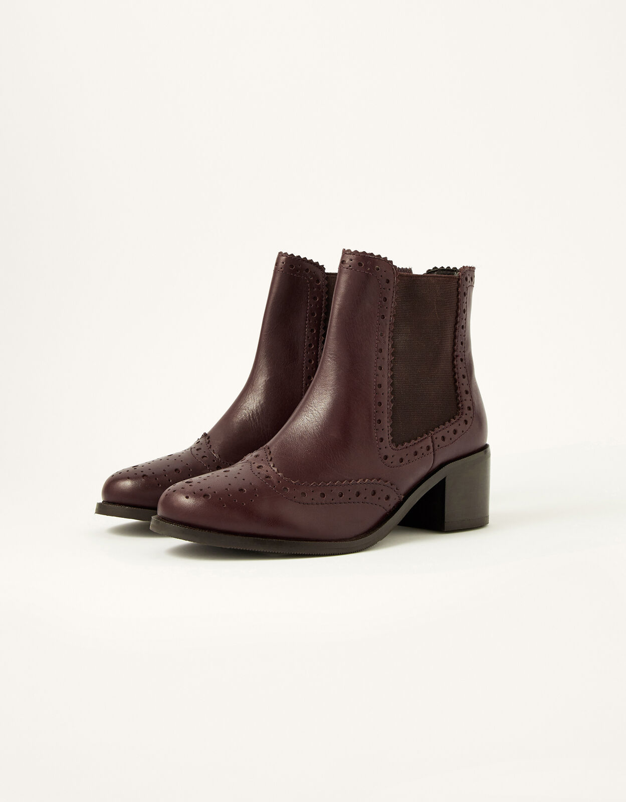 Layla Brogue Leather Ankle Boots Brown