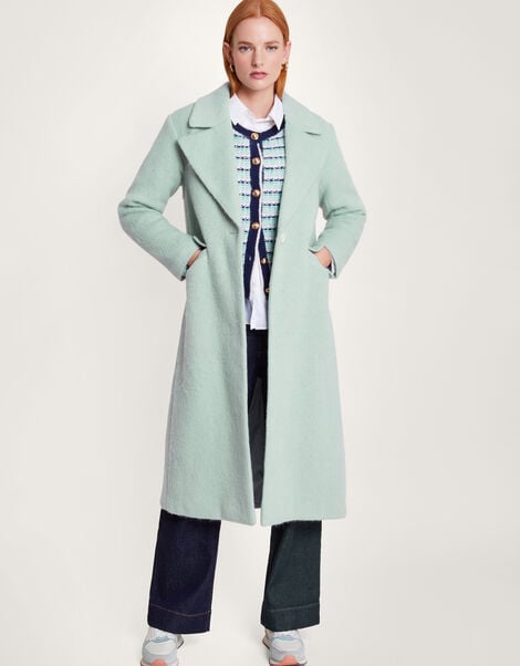 Jenny Brushed Wool Smart Coat with Recycled Polyester, Green (MINT), large